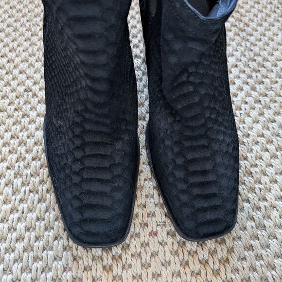 Jeffrey Campbell Rosee Black Suede Snake Print Ankle Block Heel Boots 10 NWOB - Picture 6 of 9